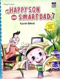Happy son and smart dad :  koran bekas