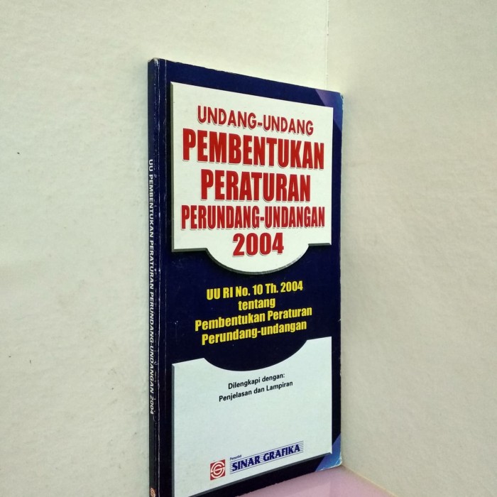 Undang-Undang pembentukan peraturan perundang-undangan 2004 :  UU RI No.10 Th. 2004