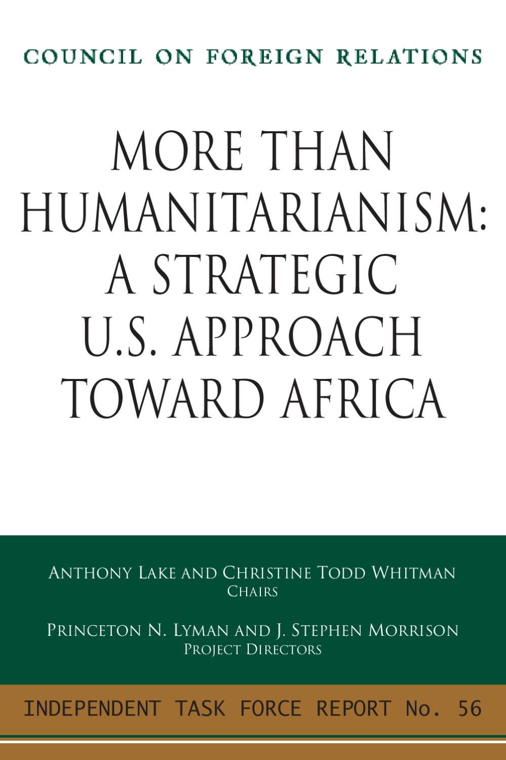 More than humanitariansm :  a srategic U.S. approach toward africa