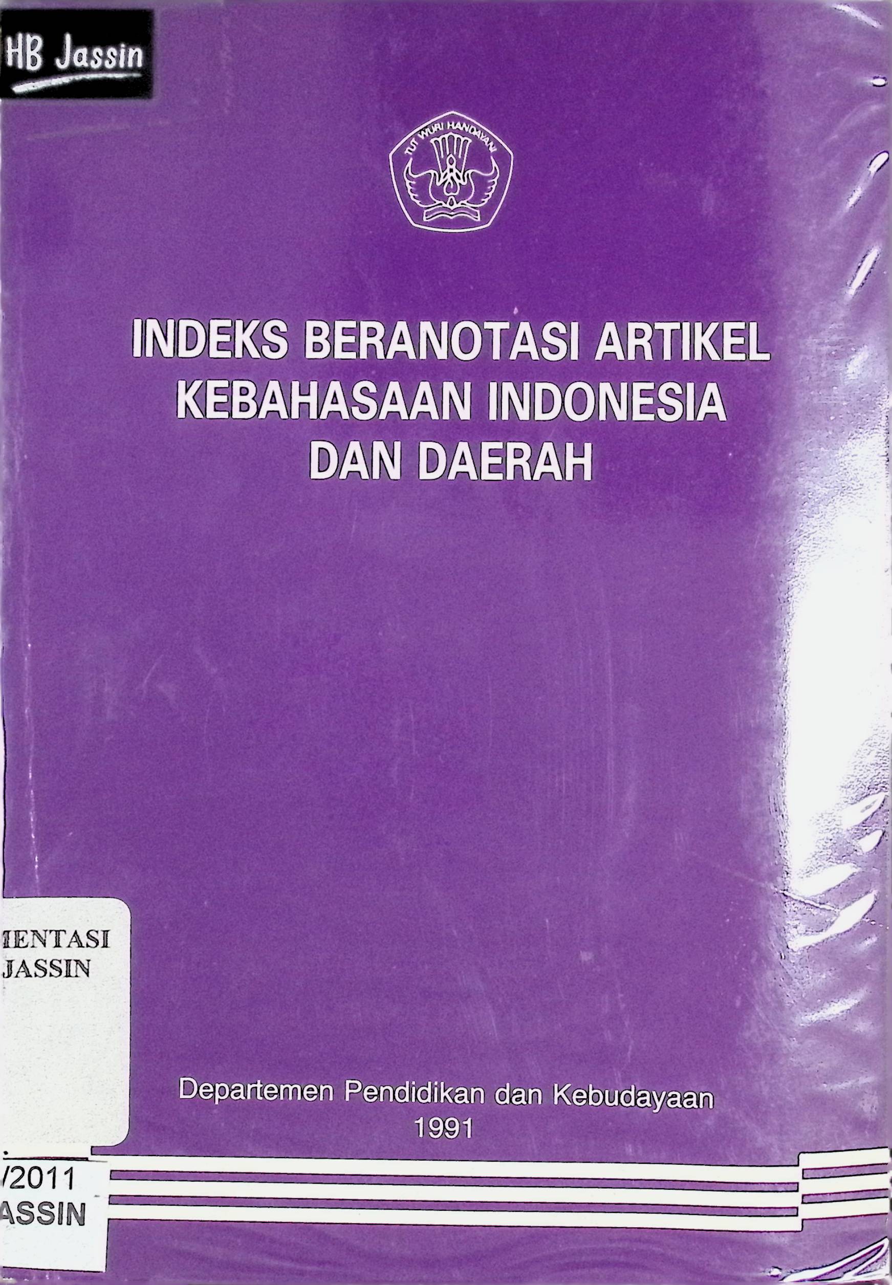 Indeks beranotasi artikel kebahasaan Indonesia dan daerah