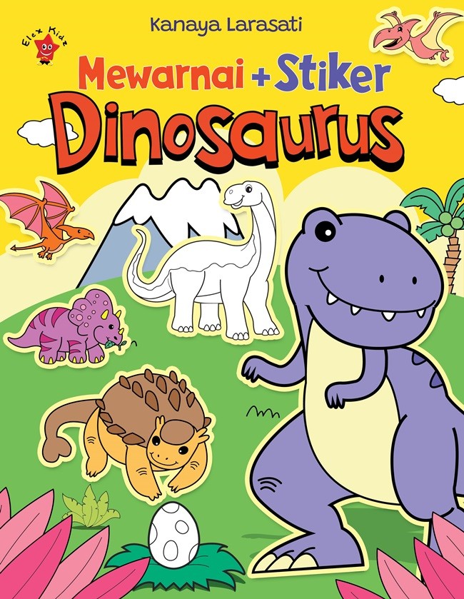 Mewarnai + stiker : dinosaurus