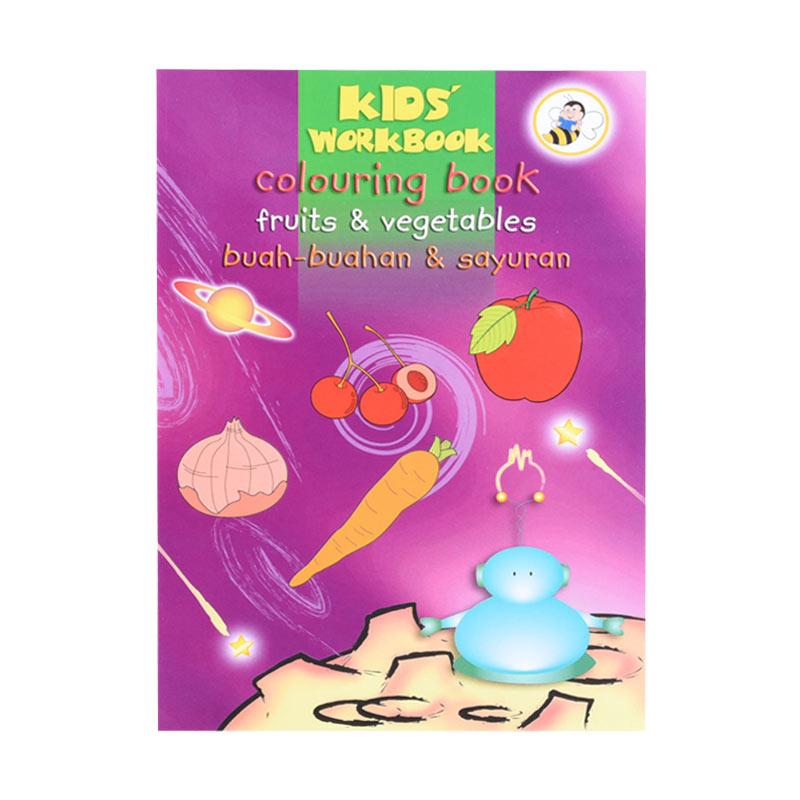Kids' workbook :  colouring book fruits & vegetables buah-buahan & sayuran