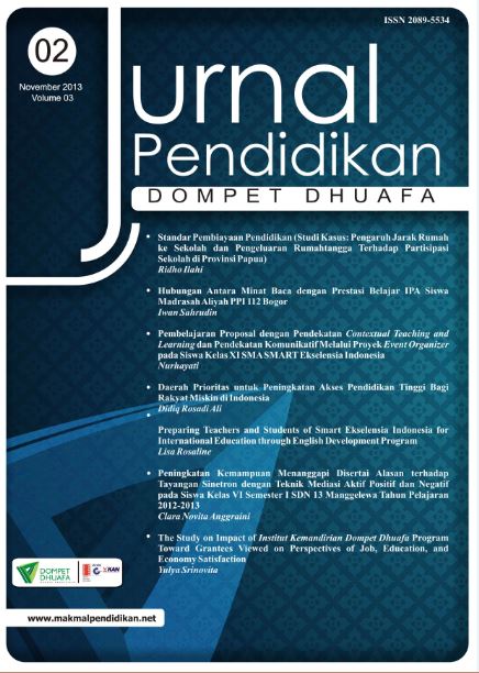 Jurnal pendidikan dompet dhuafa vol. 03 no. 2 November 2013